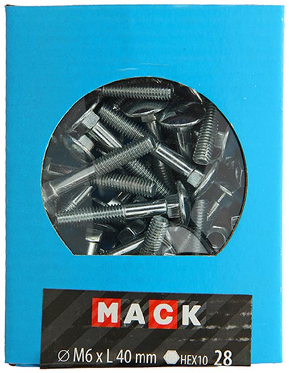Mack 1020198 - houtbout + moer verzinkt 28 stm6 x 40 mm | 5 stuks