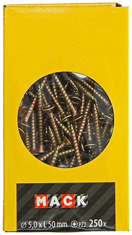 Mack 1020268 - spaanplaatschroef vz kop gvz 250 st 5,0 x 50 mm | 1 stuks