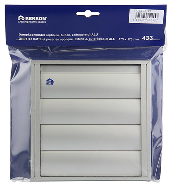 Renson 1006250 - dampkaprooster opbouw 433 alu f1 173x173mm | 2 stuks