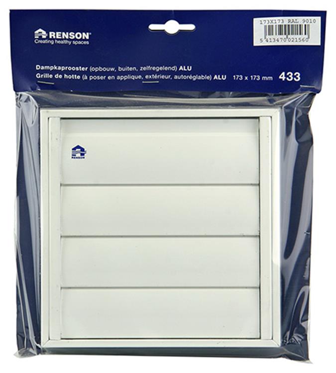 Renson 1006251 - dampkaprooster opbouw 433 alu ral 9010 173x173mm | 2 stuks