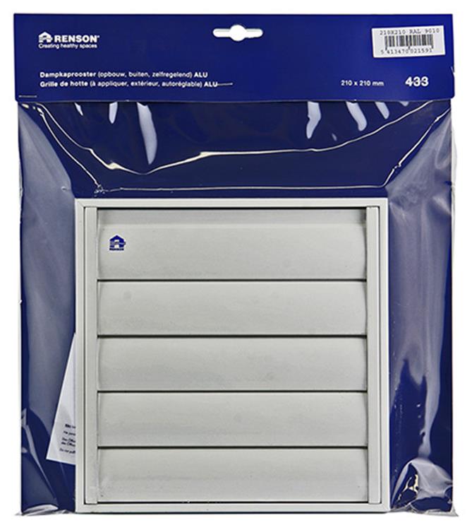 Renson 1006254 - dampkaprooster opbouw 433 alu ral 9010 210x210mm | 2 stuks