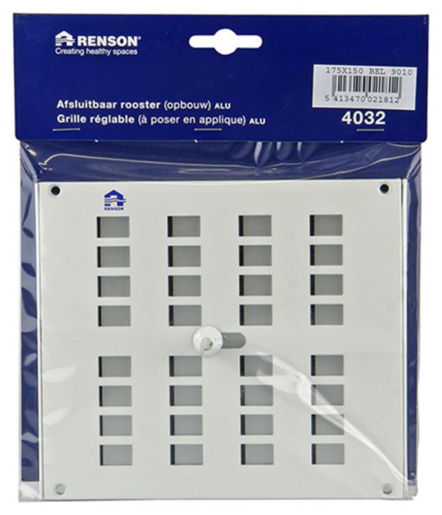 Renson 1006219 - regelbare rooster opb. 4032 alu ral 9010 175x150mm | 2 stuks