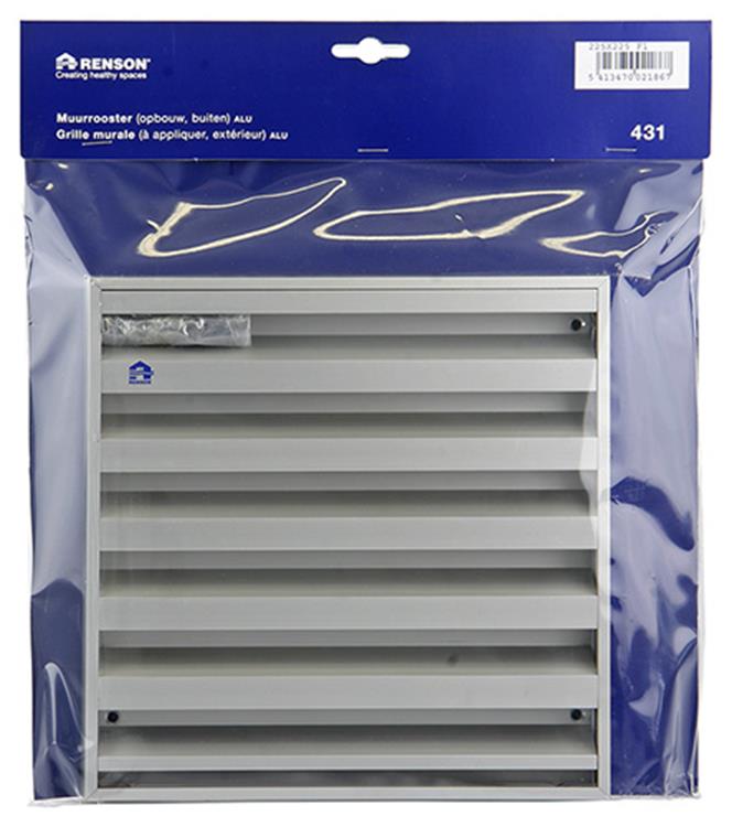 Renson 1006235 - muurrooster opbouw 431 alu f1 225x225mm | 2 stuks