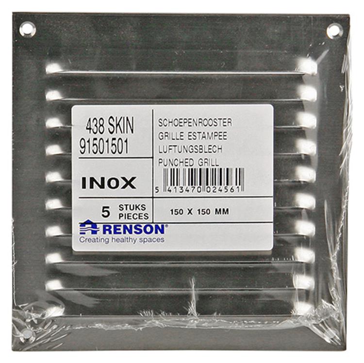 Renson 1006356 - schoepenrooster vlak 438 inox 150x150mm | 5 stuks