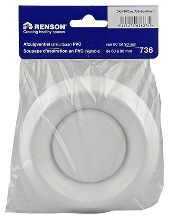 Renson 1006377 - afzuigventiel inbouw 736 pvc ø80 | 2 stuks