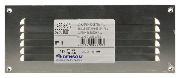 Renson 1006305 - schoepenrooster vlak alu f1 250x100mm | 10 stuks