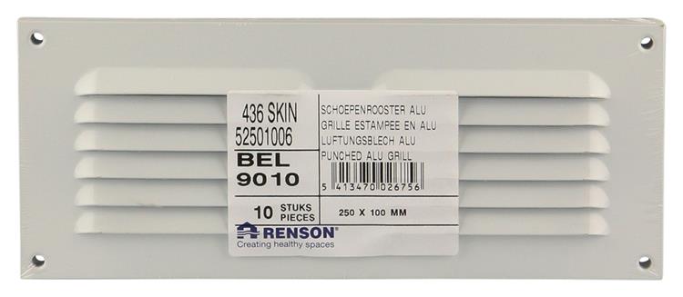 Renson 1006306 - schoepenrooster vlak alu ral 9010 250x100mm | 10 stuks