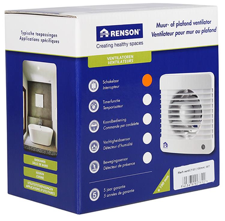 Renson 1006430 - mechanische ventilator standaard 7101 wit ø 100 | 2 stuks