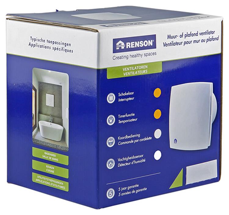 Renson 1006448 - mechanische ventilator met timer 7211t grijs ø 100 | 1 stuks