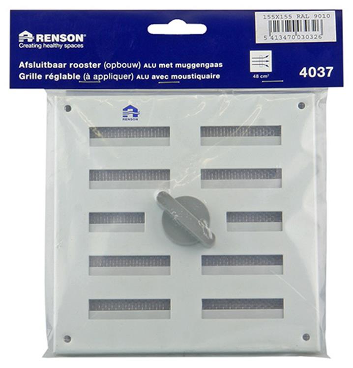 Renson 1006325 - regelbare rooster opb. 4037 alu ral 9010 155x155mm | 2 stuks