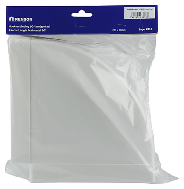 Renson 1006406 - pvc hoekverbinding hor.90° 7016 wit 204x60mm | 3 stuks