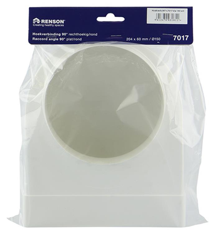 Renson 1006409 - pvc hoekverbinding rechth rond90° 7017 wit ø 150 | 3 stuks