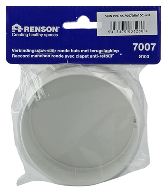 Renson 1006398 - pvc verbindingsstuk + terugslagklep 7007 wit ø 100 | 2 stuks