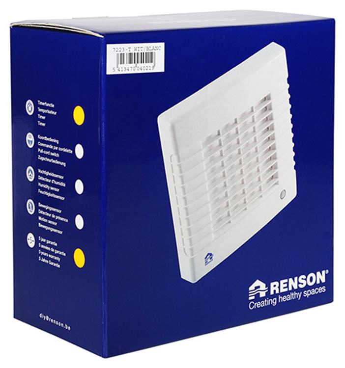 Renson 1006453 - afsluitbare ventilator met timer 7223t wit ø 150 | 2 stuks