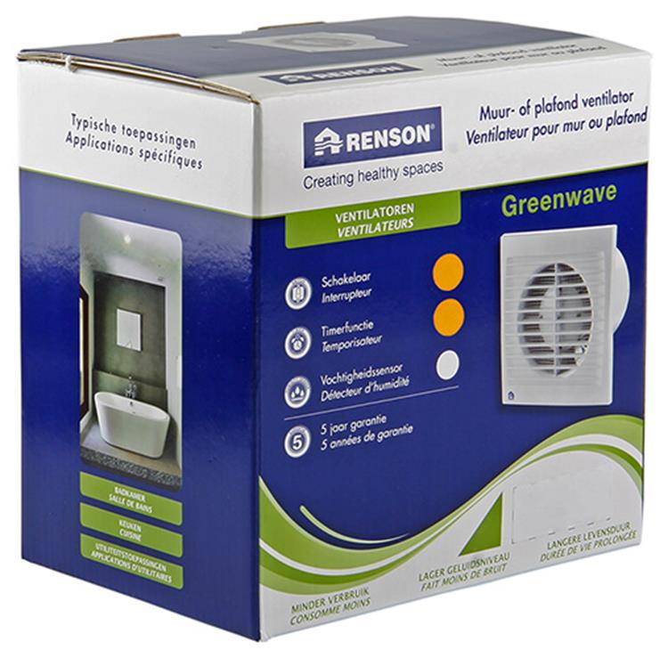 Renson 1006474 - greenwave ventilator met timer9201t wit ø 100 | 1 stuks