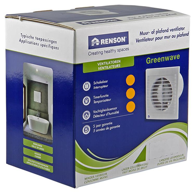 Renson 1006477 - greenwave vent. vochtigheids sensor 9401h wit ø 100 | 1 stuks