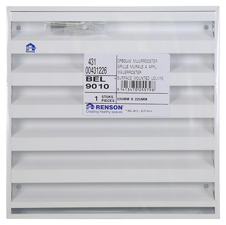 Renson 1014554 - opbouw muurrooster alu wit 431 225x225mm | 2 stuks