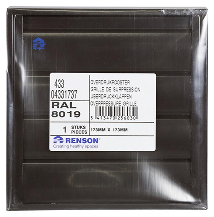 Renson 1013923 - lamellenrooster alu bruin 433 173x173mm | 2 stuks