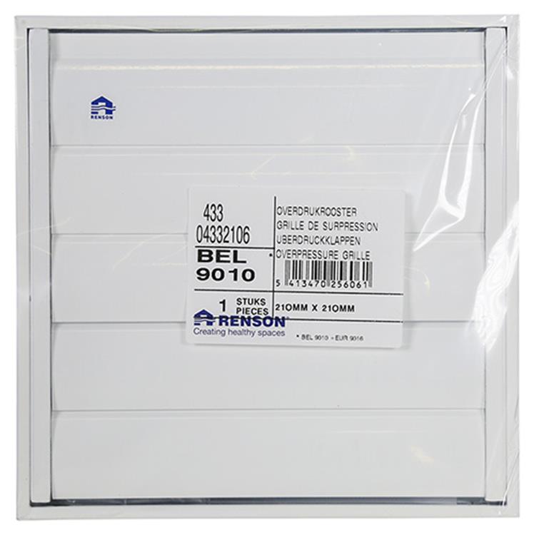 Renson 1013879 - lamellenrooster alu wit 433 210x210mm | 2 stuks