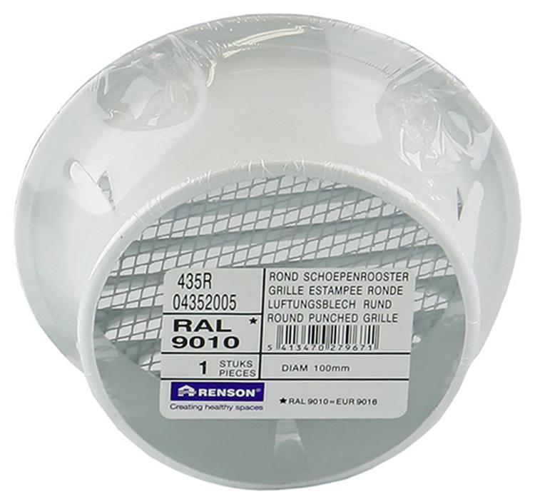 Renson 1008244 - ronde schoepenrooster inb. 435 r ral 9010 ø 100 | 8 stuks