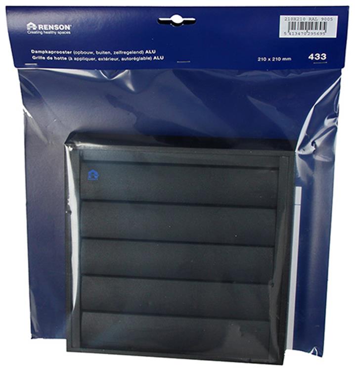 Renson 1057985 - dampkaprooster 433 (210x210) ral 9005 zwart | 2 stuks