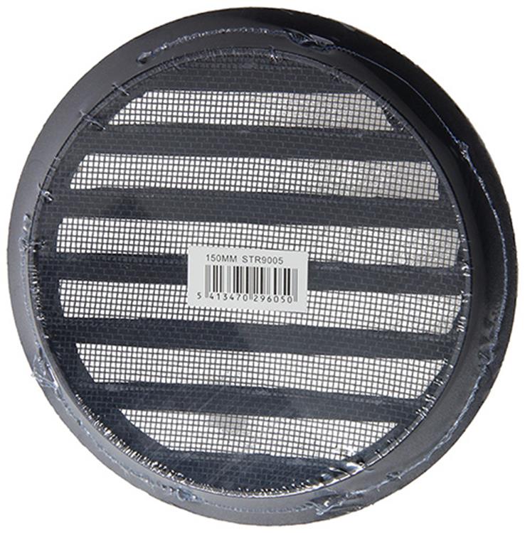 Renson 1057995 - inbouw rond schoepenr met gaas434r dia 150 ral 9005 zwart | 10 stuks