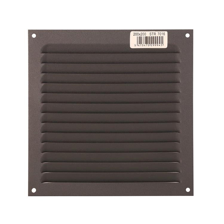 Renson 1062428 - opb.schoepenrooster plat alu 436 (200x200) structuur 7016 | 10 stuks