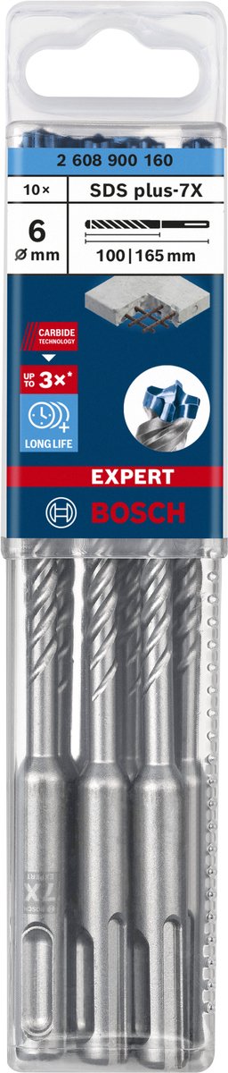 Bosch expert sds plus-7x hamerboor 6 x 100 x 165 mm, 10 stuks