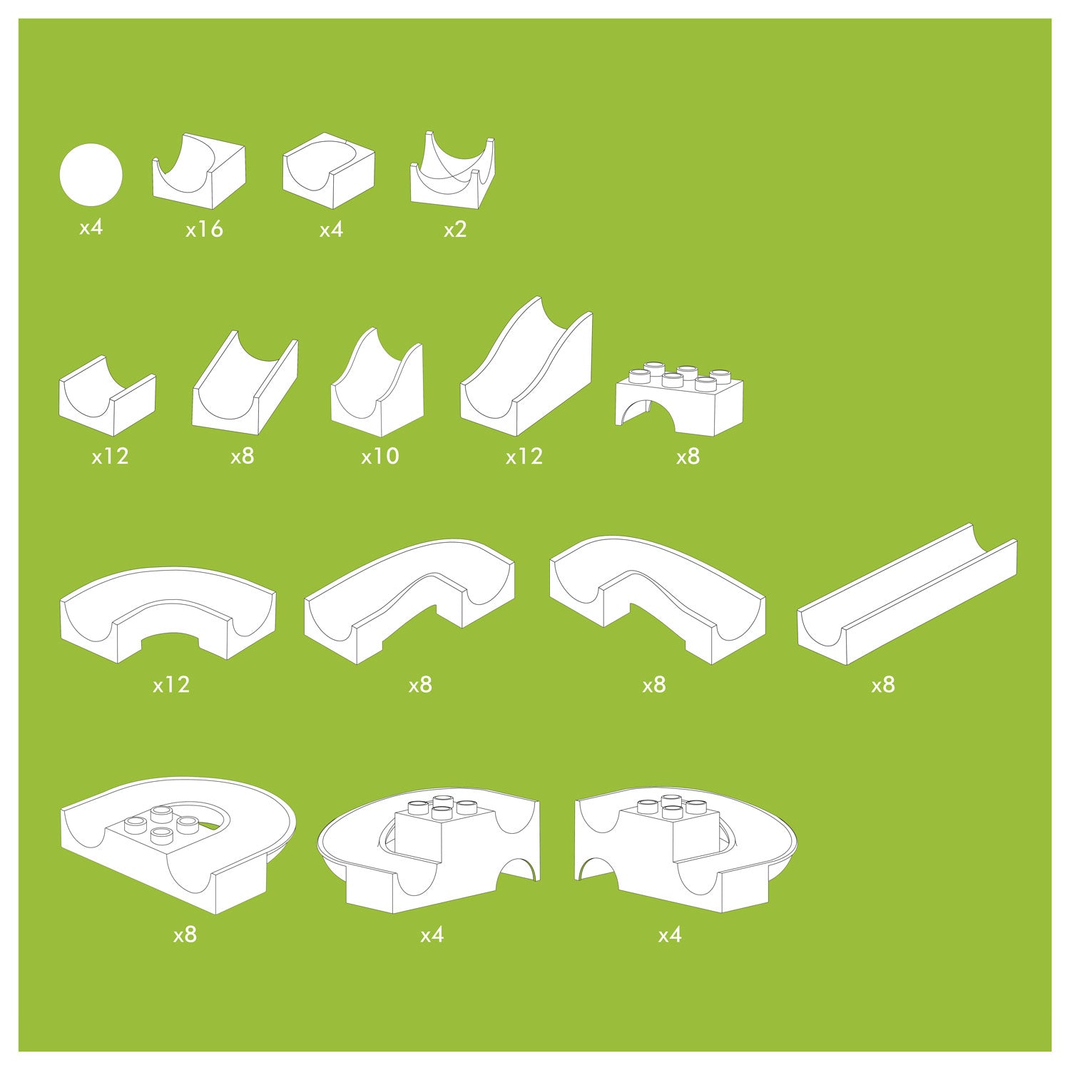 Hubelino knikkerbaan baanelementen - 128dlg.