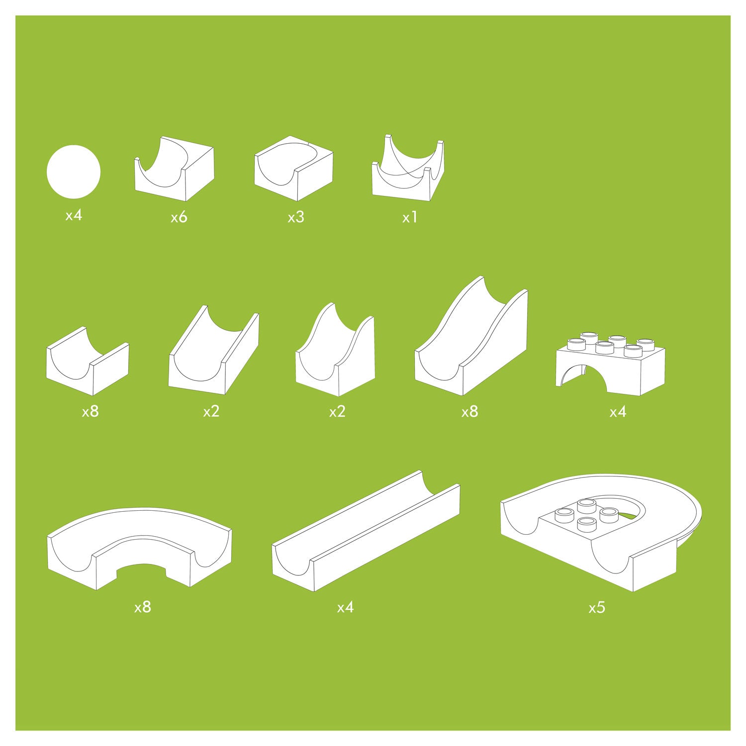 Hubelino knikkerbaan baanelementen - 55dlg.