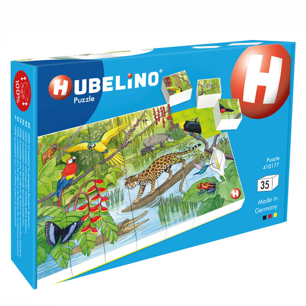 Hubelino Block Puzzle Wild Animals in the Tropical Rainforest, 35 pieces