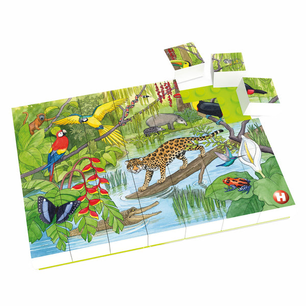 Hubelino Block Puzzle Wild Animals in the Tropical Rainforest, 35 pieces