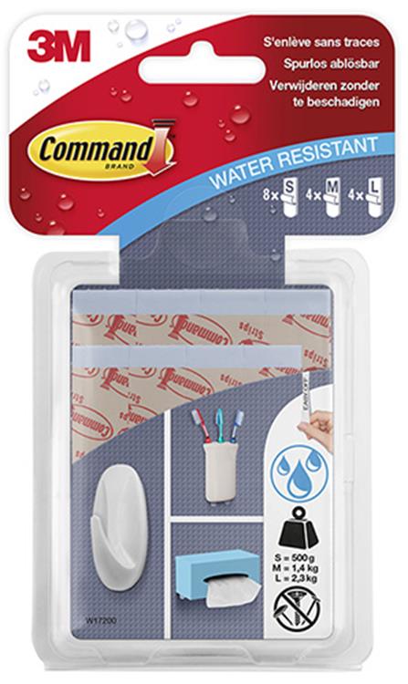 3m 1044690 - w17200c comm. water-resist verwijderbare strips | 4 stuks