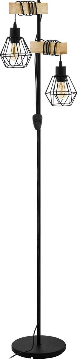 Eglo townshend 5 vloerlamp - e27 - 166,5 cm - zwart bruin - fsc hout