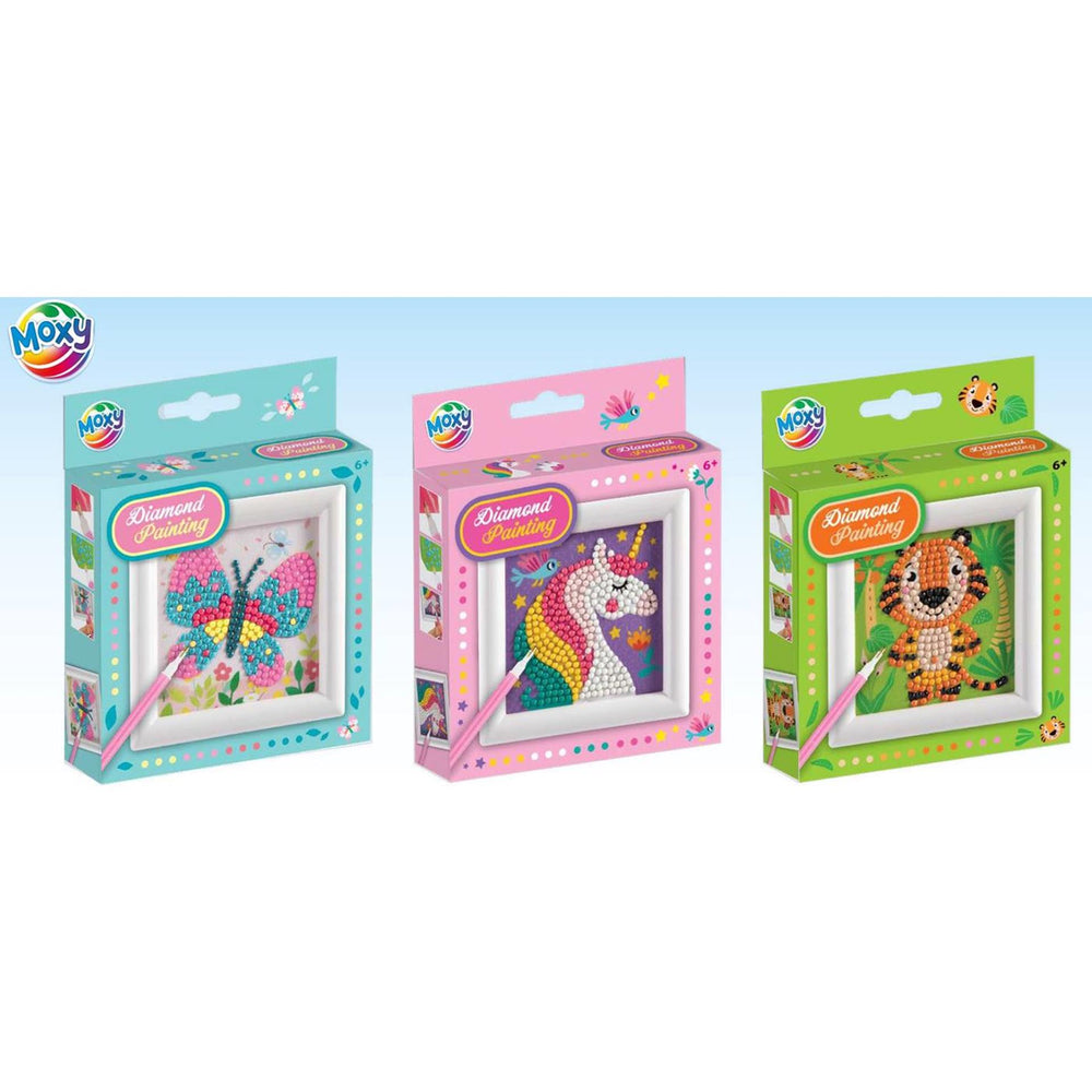 Moxy diamond painting inclusief lijst 9.5x9.5cm 3 assorti
