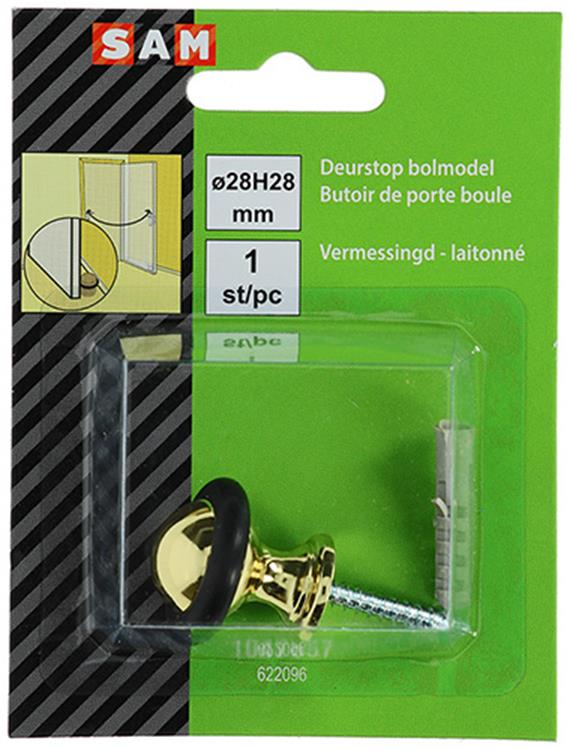 Mack 1047657 - deurstop cilindermodel vermessingd ø 28h28 mm 1 st pc | 6 stuks
