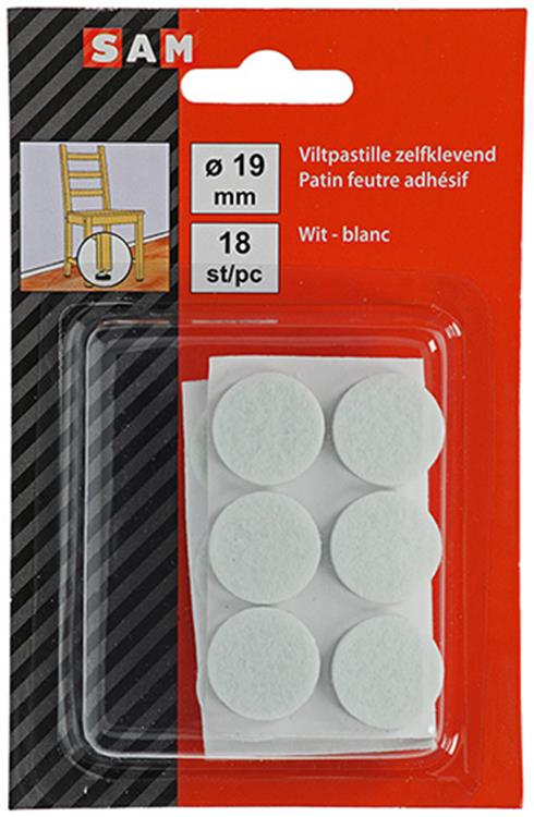 Mack 1047702 - viltpastille zelfklevend wit ø 19 mm 18 st pcs | 12 stuks