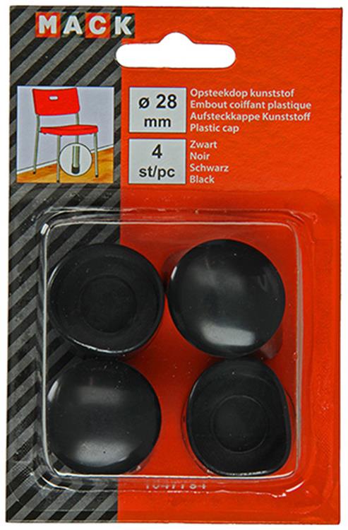 Mack 1047754 - opsteekdop kunststof zwart ø 28 mm 4 st pcs | 6 stuks