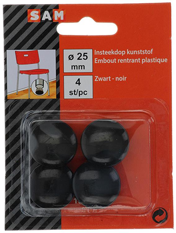 Mack 1047759 - insteekdop kunstsstof zwart ø 25 mm 4 st pcs | 6 stuks