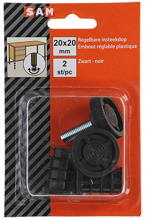 Mack 1047772 - regelbare insteekdop zwart 20 x 20 mm 2 st pcs | 6 stuks
