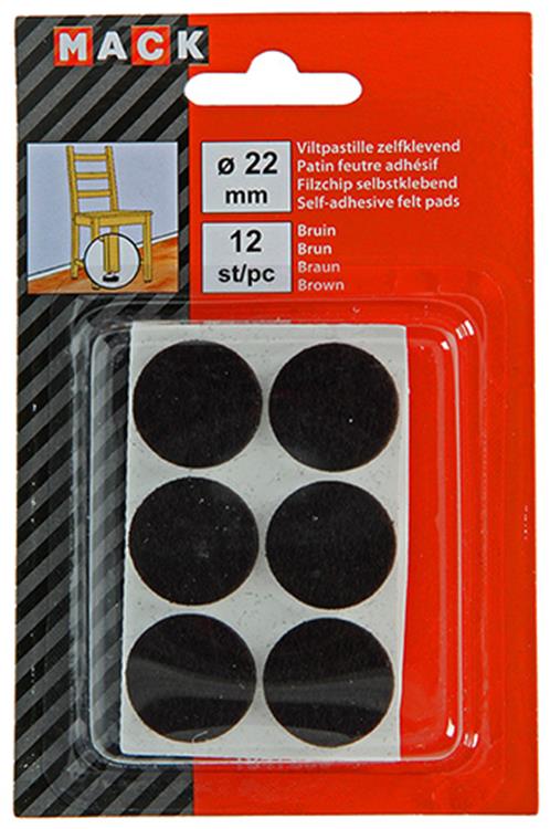 Mack 1047680 - viltpastille zelfklevend bruin ø 22 mm 12 st pcs | 12 stuks