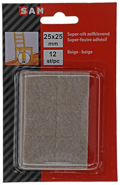 Mack 1047688 - super-vilt zelfklevend beige 25 x 25 mm 12 st pcs | 12 stuks
