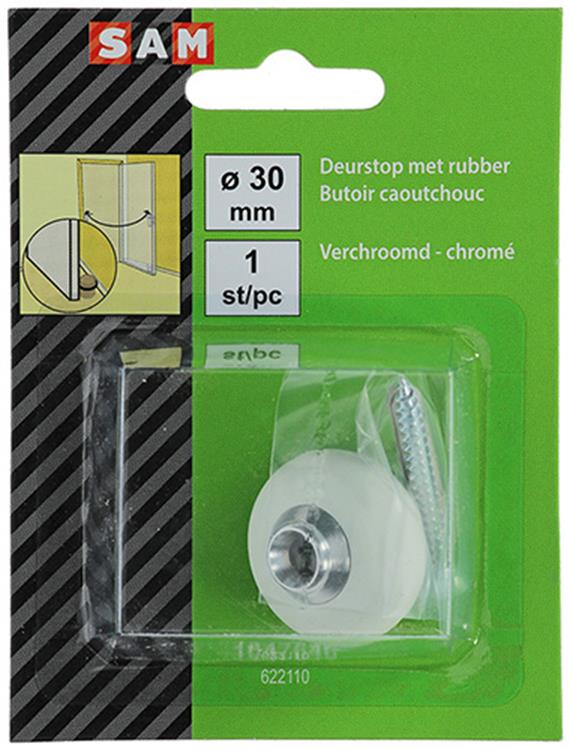 Mack 1047646 - deurstop met rubber verchroomd ø 30 mm 1 st pc | 6 stuks