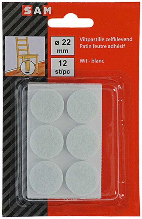 Mack 1047697 - viltpastille zelfklevend wit ø 22 mm 12 st pcs | 12 stuks