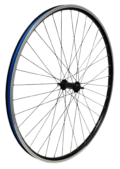 Kgz voorwiel 28 inch (622) spaken zwart velg zwart zilver vaste as