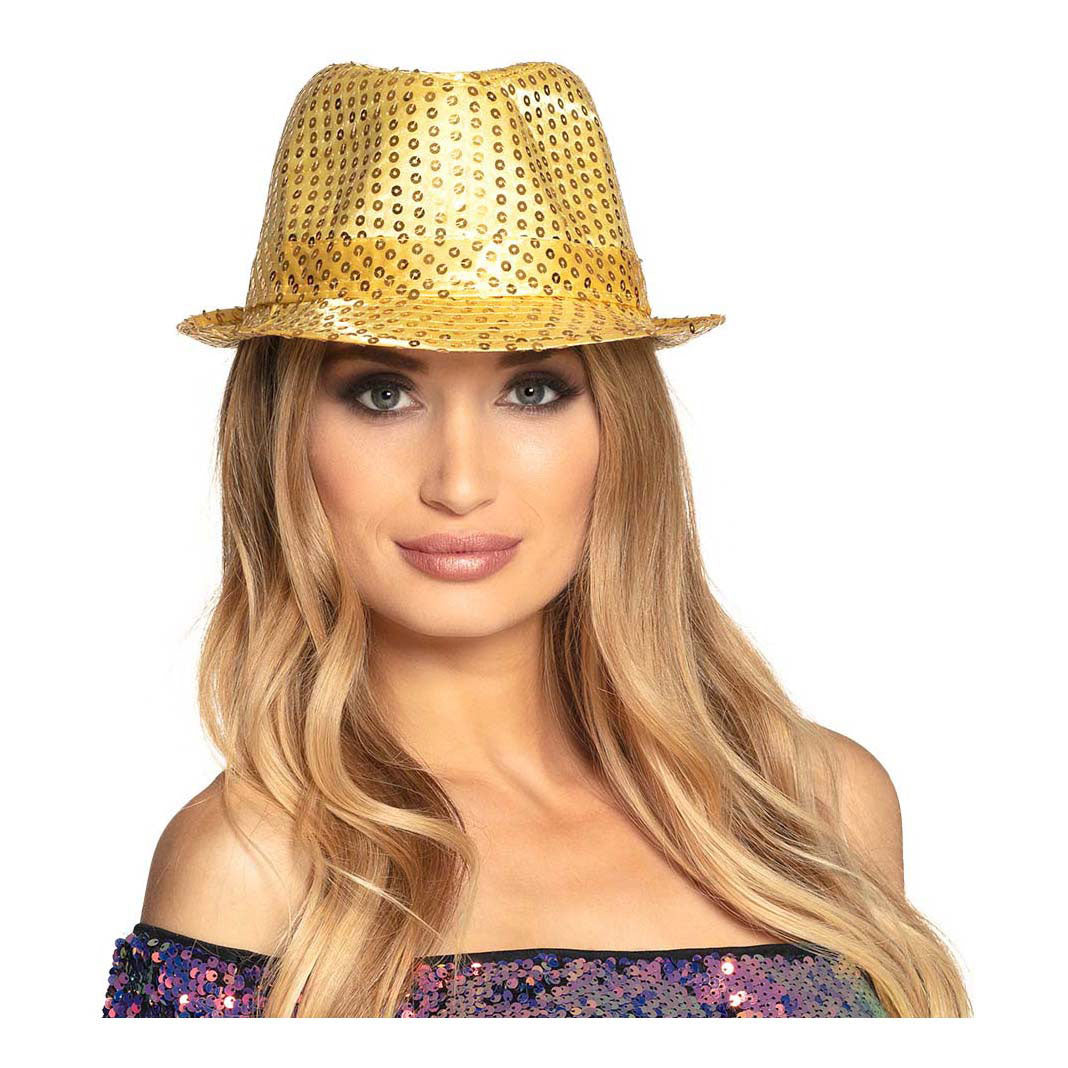 Boland hoed popster pailletten goud