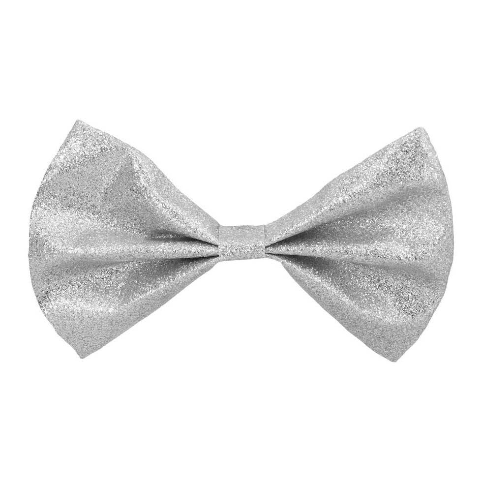 Boland vlinderstrik glitter zilver