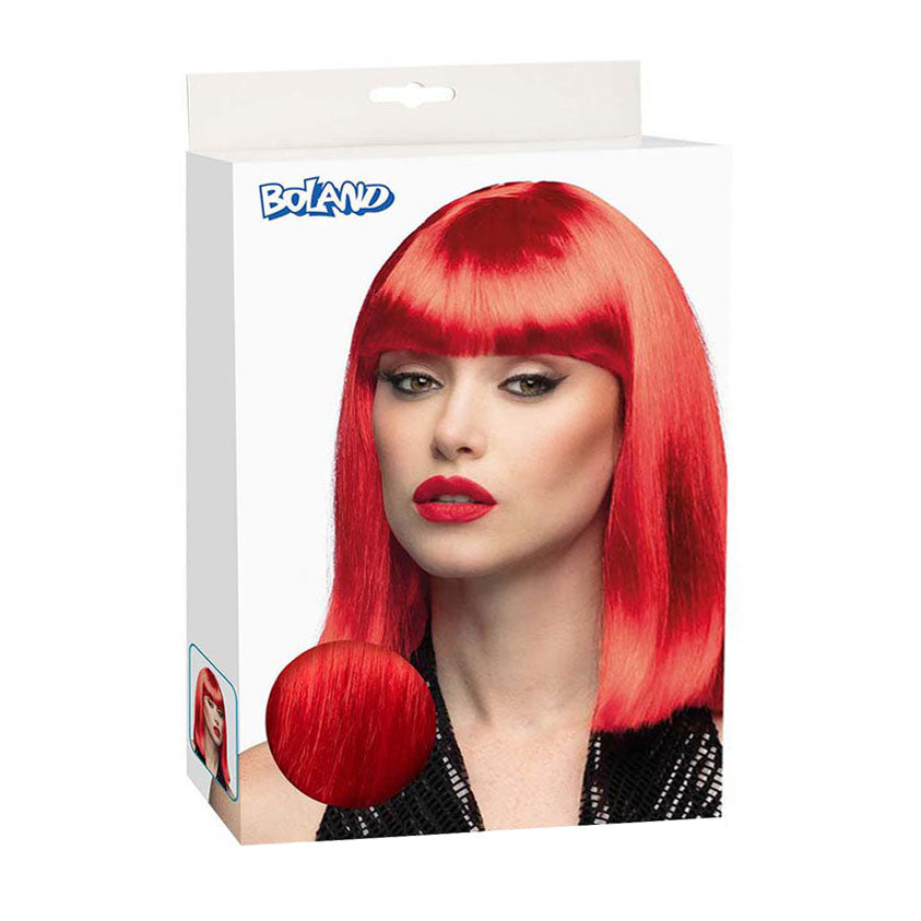 Boland pruik dans neon rood