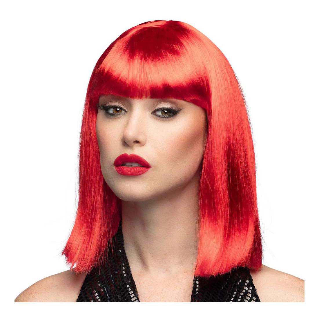 Boland pruik dans neon rood