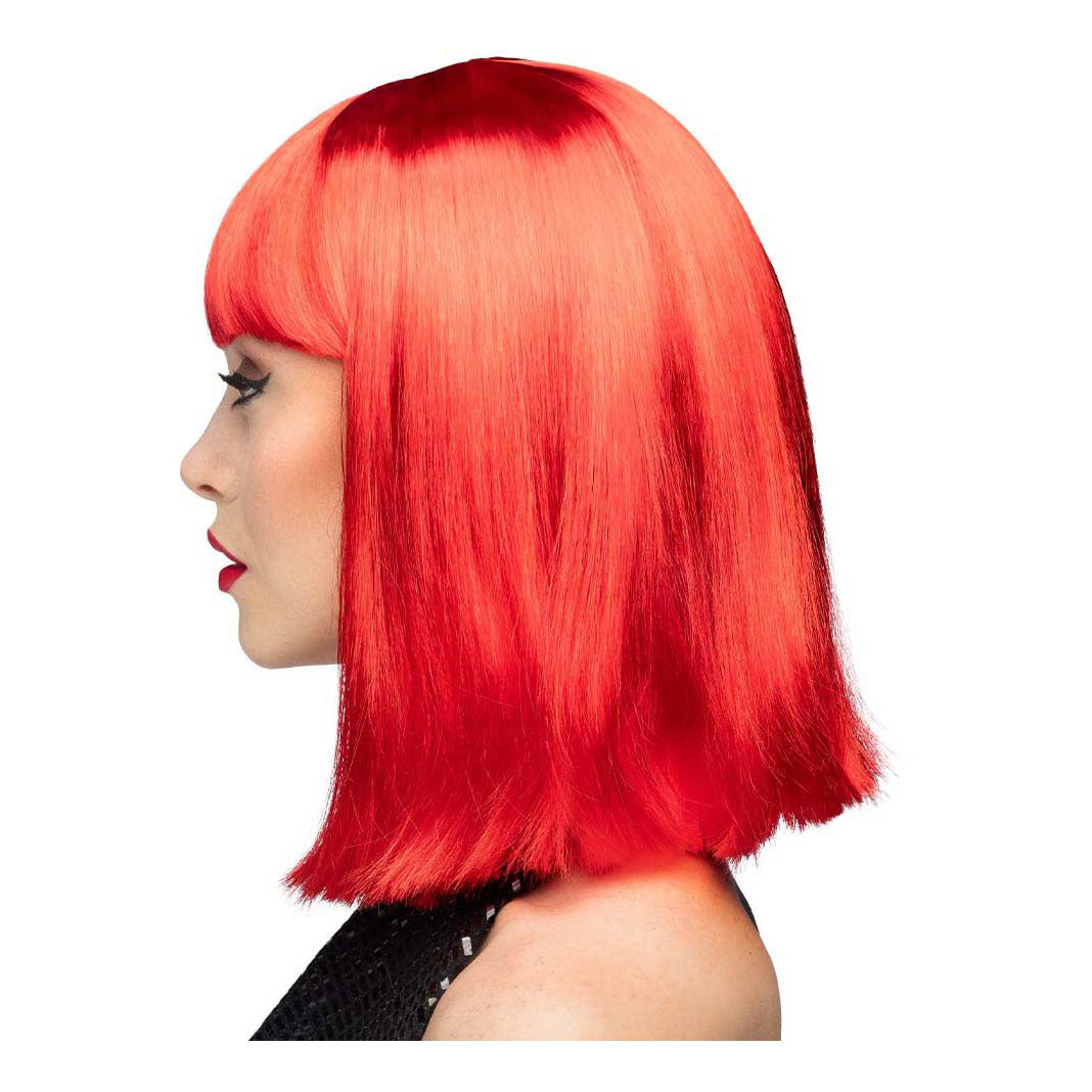 Boland pruik dans neon rood